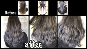 大阪でアールブリーチを使ったシルバーグレーのグラデーションカラーの作り方【りえさん】の髪