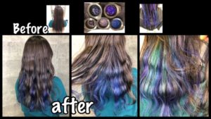 大阪でオーロラユニコーンインナーカラーの青系が可愛すぎた!【せいこさん】の髪