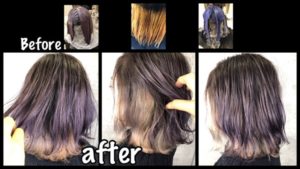 大阪でホワイトシルバーのインナーカラーとラベンダーグレーが可愛い！！【あやさん】の髪