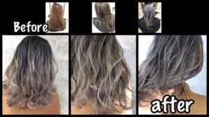 大阪でアールハイライトとミルクグレージュのお洒落外国人風カラー【みかさん】の髪