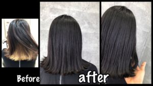 インナーカラーを消しながら赤味抹殺な就活用青黒染めがオススメ!【ももかさん】の髪