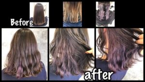 大阪でインナーカラーのラベンダーグレーとベージュの外国人風カラーが可愛い！！【ももこさん】の髪