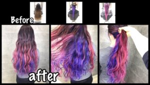 スーパーロングインナーグラデーションのラベンダーとピンク！！【ななみさん】の髪