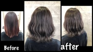 ブリーチなしのダブルカラーで赤味のないオリーブベージュを再現！【まうさん】の髪