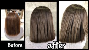 大阪で白髪を染めながら透明感のある外国人風カラーを作る方法【あやこさん】の髪