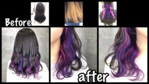 大阪で初ヘアカラー|ピンクとラベンダーのインナーカラーを再現する方法【あゆさん】の髪