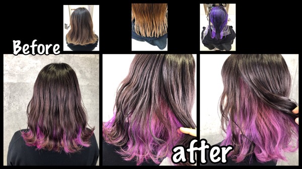 大阪でサクラカラーのインナーカラーはピンクパープルで決まり！【あやさん】の髪
