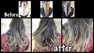 大阪でアールブリーチをして外国人風のシルバーグレーに白髪を染めながら再現する！【ゆみこさん】の髪