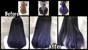 大阪でディープグレーとラベンダーのグラデーションカラーが可愛すぎる!!【ゆきこさん】の髪