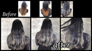 大阪でホワイトグラデーションを再現する積み重ねるアールブリーチ【かりんさん】の髪