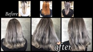 大阪でホワイトシルバーのハイトーンカラーをアールブリーチで再現！！【いろはさん】の髪