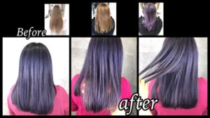 大阪でアールブリーチからの濃厚ラベンダーグレーが透明感抜群すぎた！！【かなさん】の髪