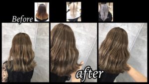 大阪でブリーチからのミルクティーベージュの抜群な外国人風カラー【まいさん】の髪