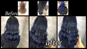 大阪でマニパニとカラー剤を組み合わせで濃厚なブルーカラーをお洒落に再現！！【まなみさん】の髪