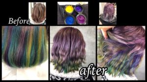 大阪豊中で白髪を染めながらデザインカラーでカラフルにお洒落に！【えりこさん】の髪