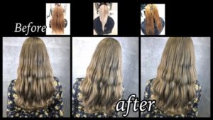 大阪でブリーチ２回履歴のミルクティーグレーが綺麗過ぎた！！【ゆいほさん】の髪