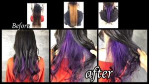 大阪豊中でラベンダーのインナーカラーとグレージュが相性抜群なデザインカラー【のぞみさん】の髪