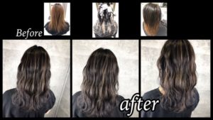 大阪豊中でハイライトを入れたバレイヤージュで外国人風カラーにしよう！【ゆりさん】の髪