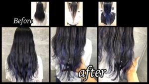 大阪豊中でマニパニを使った濃厚ネイビーのグラデーションカラーを作る方法！【ゆらさん】の髪
