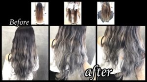 大阪豊中で赤味を減らす積み重ねるブリーチでシルバーホワイトグラデーションカラー【ちかさん】の髪