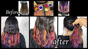 大阪梅田で毛先をユニコーンカラーにしたいお洒落なデザインカラー【あけみさん】の髪