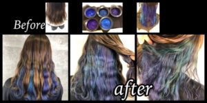 大阪豊中でブルーベースなユニコーンインナーカラーがお洒落で可愛すぎた！【みさとさん】の髪