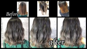 大阪豊中で赤味をなくすケアブリーチと外国人風カラーのミルクグレージュ【りえさん】の髪