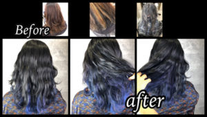 大阪豊中でブルーとラベンダーのインナーデザインカラーがお洒落で可愛すぎた！【れいまさん】の髪