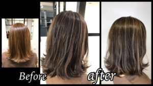 大阪豊中でハイライトを活かしたお洒落グレージュな外国人風カラー【ちさとさん】の髪