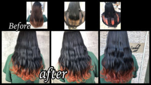 大阪豊中で裾カラーオレンジを最強の鮮やかさで再現したら可愛すぎた！【きょうこさん】の髪