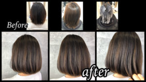 大阪豊中でブリーチなしで白髪を染めながら外国人風カラーを積み重ねて再現していく【まさよさん】の髪