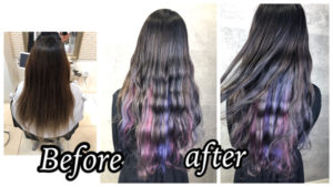 大阪豊中でデザインインナーカラーとシルバーグラデーションが可愛い！！【ちかさん】の髪