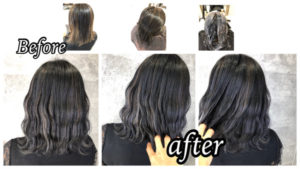 大阪豊中でハイライトと濃厚グレーの外国人風カラーを積み重ねる！【ひとみさん】の髪