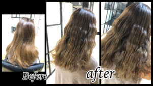 大阪豊中で白髪を染めながらダブルカラーで再現する明るめ外国人風カラーがお洒落【ゆかりさん】の髪