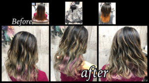 大阪豊中カラトリでバレイヤージュと透明感ピンクインナーカラーが可愛すぎた！【かなこさん】の髪