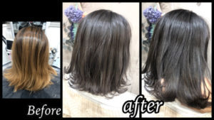 大阪豊中で透明感抜群なホワイトラベンダーグレーでお洒落な外国人風カラー【りささん】の髪