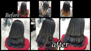 大阪豊中でグラデーションブリーチで作る濃厚ネイビーラベンダーのお洒落カラーが可愛い！【あやのさん】の髪