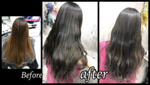 大阪豊中で本田のラベンダーグレージュで作るお洒落な透明感カラーが人気【はるかさん】の髪