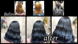 大阪豊中でブリーチからの超濃厚ブルーグレーのグラデーションカラーが可愛い！【ゆきこさん】の髪