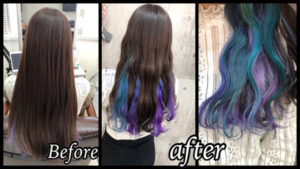 大阪豊中でオーロラインナーカラーは積み重ねで作るのが良い！【りささん】の髪