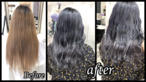 大阪豊中でラベンダーアッシュのグラデーションカラーでお洒落な外国人風カラー【かなさん】の髪