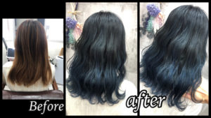 大阪豊中でブリーチベースにブルーサファイアのグラデーションカラーがお洒落過ぎた！！【さやさん】の髪