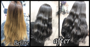 大阪豊中で暗髪のグレーで透明感のある外国人風カラーがお洒落!【はるかさん】の髪