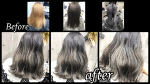 大阪豊中でハイブリーチの土台から二回染めで作るシルバーカラーの極み！【ゆきこさん】の髪