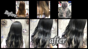 大阪豊中カラトリで積み重ねるシルバーのインナーカラーと濃厚なグレーバイオレットがお洒落【さやさん】の髪