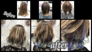 大阪豊中カラトリでボブに似合うさり気ないインナーカラーで派手すぎないデザインカラー【みきさん】の髪