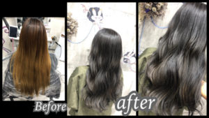 大阪豊中カラトリで濃いめシルバーグレーのナチュラルグラデーションカラーがお洒落!!【はるかさん】の髪