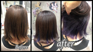 大阪豊中カラトリでさり気ないラベンダーのインナーカラーがお洒落【あやさん】の髪