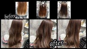 大阪豊中カラトリでハイライトを活用してお洒落な透明感ピンクベージュ