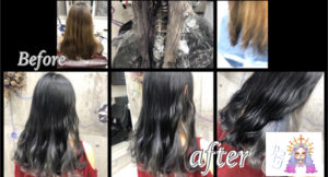 大阪豊中カラトリでシルバーのインナーカラーと濃厚グレーがお洒落な外国人風カラー【りゆさん】の髪